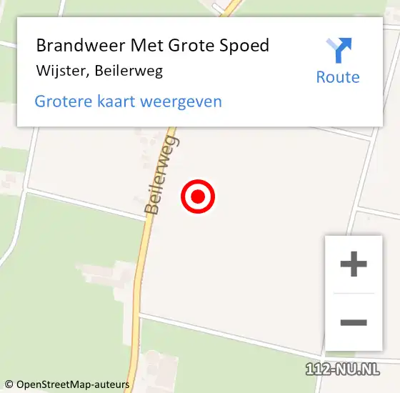 Locatie op kaart van de 112 melding: Brandweer Met Grote Spoed Naar Wijster, Beilerweg op 14 december 2021 18:30