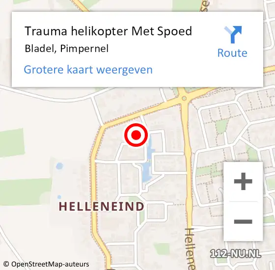 Locatie op kaart van de 112 melding: Trauma helikopter Met Spoed Naar Bladel, Pimpernel op 14 december 2021 18:43