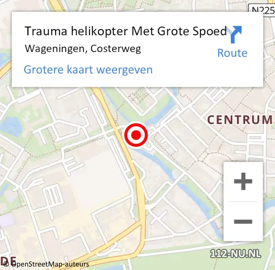Locatie op kaart van de 112 melding: Trauma helikopter Met Grote Spoed Naar Wageningen, Costerweg op 14 december 2021 19:08