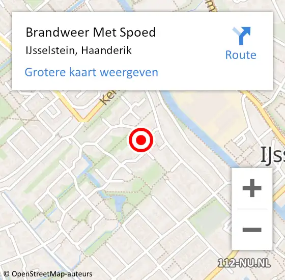 Locatie op kaart van de 112 melding: Brandweer Met Spoed Naar IJsselstein, Haanderik op 14 december 2021 19:17