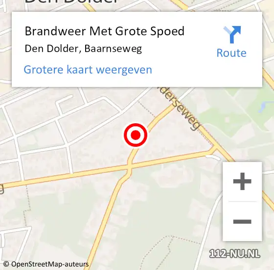 Locatie op kaart van de 112 melding: Brandweer Met Grote Spoed Naar Den Dolder, Baarnseweg op 14 december 2021 19:29