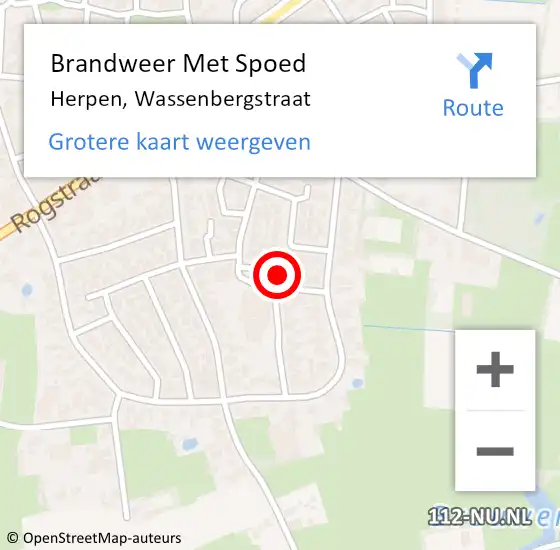 Locatie op kaart van de 112 melding: Brandweer Met Spoed Naar Herpen, Wassenbergstraat op 14 december 2021 19:34