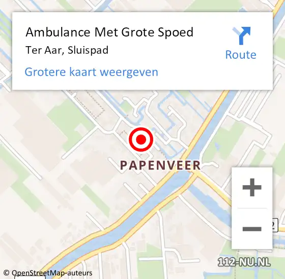 Locatie op kaart van de 112 melding: Ambulance Met Grote Spoed Naar Ter Aar, Sluispad op 14 december 2021 20:04