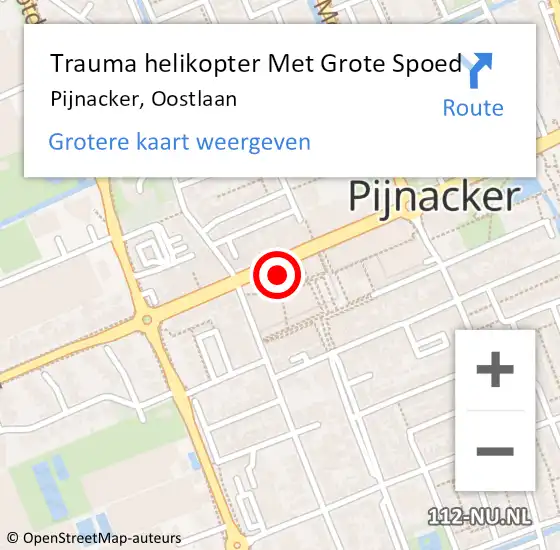 Locatie op kaart van de 112 melding: Trauma helikopter Met Grote Spoed Naar Pijnacker, Oostlaan op 14 december 2021 20:45