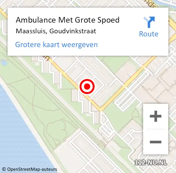 Locatie op kaart van de 112 melding: Ambulance Met Grote Spoed Naar Maassluis, Goudvinkstraat op 14 december 2021 21:02