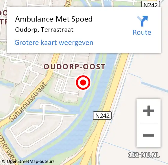 Locatie op kaart van de 112 melding: Ambulance Met Spoed Naar Oudorp, Terrastraat op 14 december 2021 21:11