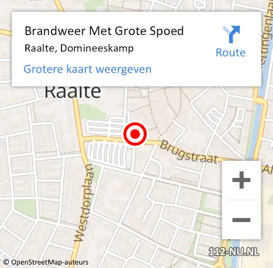 Locatie op kaart van de 112 melding: Brandweer Met Grote Spoed Naar Raalte, Domineeskamp op 14 december 2021 21:18