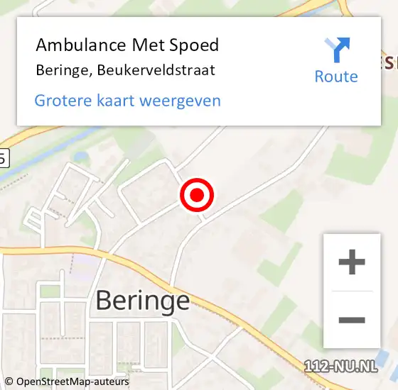 Locatie op kaart van de 112 melding: Ambulance Met Spoed Naar Beringe, Beukerveldstraat op 2 juli 2014 11:18