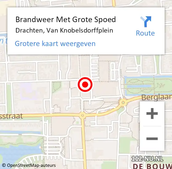 Locatie op kaart van de 112 melding: Brandweer Met Grote Spoed Naar Drachten, Van Knobelsdorffplein op 14 december 2021 22:01