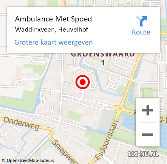 Locatie op kaart van de 112 melding: Ambulance Met Spoed Naar Waddinxveen, Heuvelhof op 14 december 2021 22:15