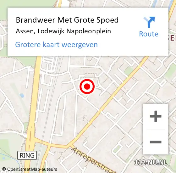 Locatie op kaart van de 112 melding: Brandweer Met Grote Spoed Naar Assen, Lodewijk Napoleonplein op 14 december 2021 22:17