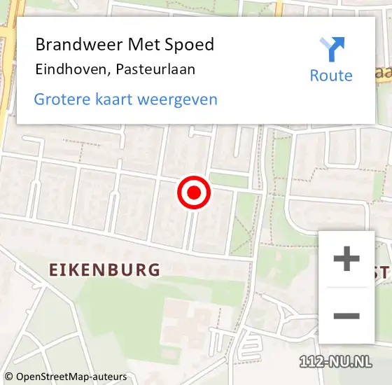 Locatie op kaart van de 112 melding: Brandweer Met Spoed Naar Eindhoven, Pasteurlaan op 14 december 2021 23:10