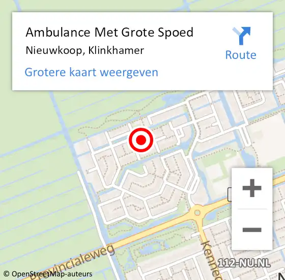 Locatie op kaart van de 112 melding: Ambulance Met Grote Spoed Naar Nieuwkoop, Klinkhamer op 14 december 2021 23:10