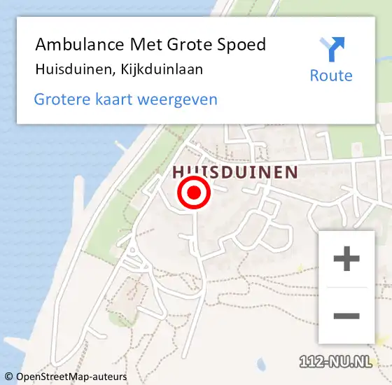 Locatie op kaart van de 112 melding: Ambulance Met Grote Spoed Naar Huisduinen, Kijkduinlaan op 14 december 2021 23:33