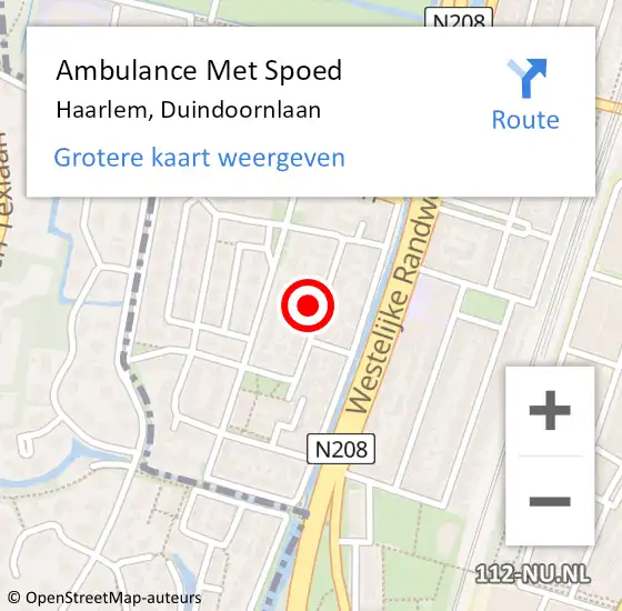 Locatie op kaart van de 112 melding: Ambulance Met Spoed Naar Haarlem, Duindoornlaan op 14 december 2021 23:36