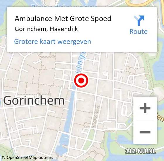 Locatie op kaart van de 112 melding: Ambulance Met Grote Spoed Naar Gorinchem, Havendijk op 15 december 2021 00:20