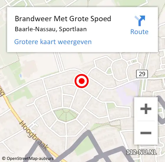 Locatie op kaart van de 112 melding: Brandweer Met Grote Spoed Naar Baarle-Nassau, Sportlaan op 15 december 2021 01:26