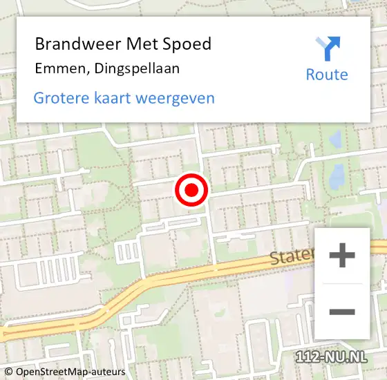 Locatie op kaart van de 112 melding: Brandweer Met Spoed Naar Emmen, Dingspellaan op 15 december 2021 01:50