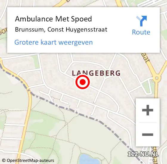 Locatie op kaart van de 112 melding: Ambulance Met Spoed Naar Brunssum, Const Huygensstraat op 2 juli 2014 11:29