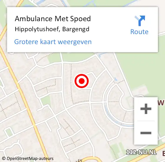 Locatie op kaart van de 112 melding: Ambulance Met Spoed Naar Hippolytushoef, Bargengd op 15 december 2021 02:28