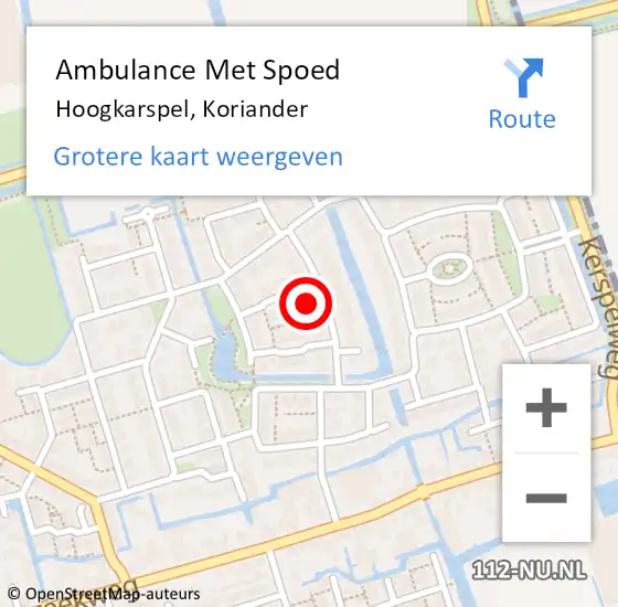 Locatie op kaart van de 112 melding: Ambulance Met Spoed Naar Hoogkarspel, Koriander op 15 december 2021 02:57