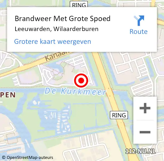 Locatie op kaart van de 112 melding: Brandweer Met Grote Spoed Naar Leeuwarden, Wilaarderburen op 2 juli 2014 11:34