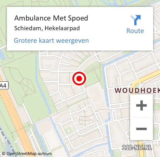 Locatie op kaart van de 112 melding: Ambulance Met Spoed Naar Schiedam, Hekelaarpad op 15 december 2021 05:36