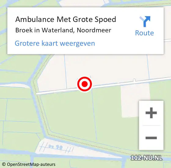 Locatie op kaart van de 112 melding: Ambulance Met Grote Spoed Naar Broek in Waterland, Noordmeer op 2 juli 2014 11:34