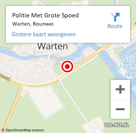 Locatie op kaart van de 112 melding: Politie Met Grote Spoed Naar Warten, Rounwei op 15 december 2021 07:08