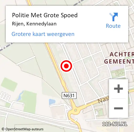 Locatie op kaart van de 112 melding: Politie Met Grote Spoed Naar Rijen, Kennedylaan op 15 december 2021 07:38