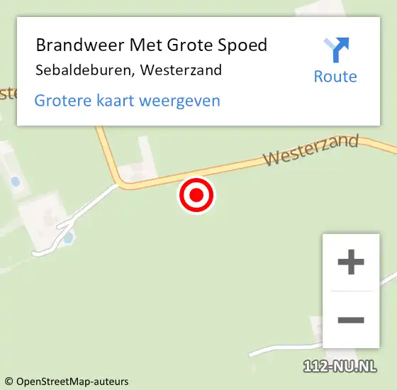 Locatie op kaart van de 112 melding: Brandweer Met Grote Spoed Naar Sebaldeburen, Westerzand op 15 december 2021 07:54