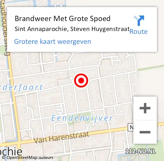 Locatie op kaart van de 112 melding: Brandweer Met Grote Spoed Naar Sint Annaparochie, Steven Huygenstraat op 15 december 2021 09:07