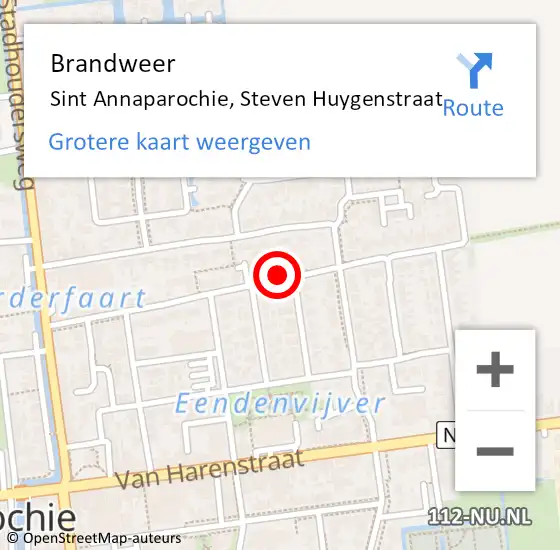 Locatie op kaart van de 112 melding: Brandweer Sint Annaparochie, Steven Huygenstraat op 15 december 2021 09:09