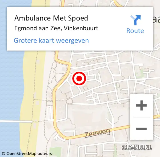 Locatie op kaart van de 112 melding: Ambulance Met Spoed Naar Egmond aan Zee, Vinkenbuurt op 15 december 2021 09:31