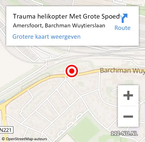 Locatie op kaart van de 112 melding: Trauma helikopter Met Grote Spoed Naar Amersfoort, Barchman Wuytierslaan op 15 december 2021 09:54