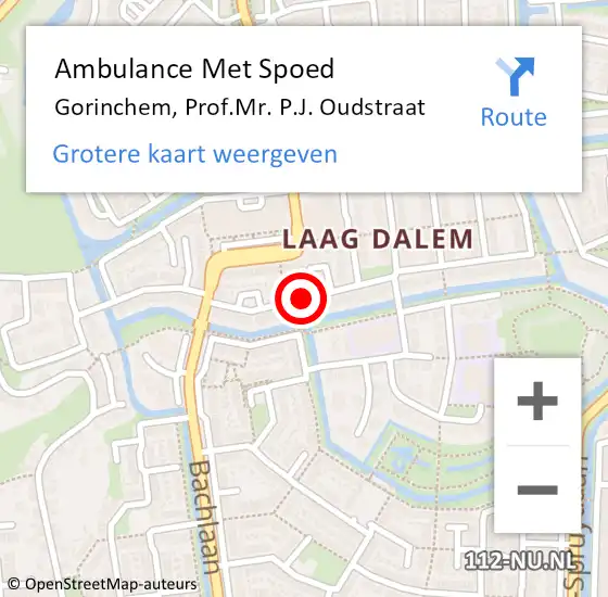 Locatie op kaart van de 112 melding: Ambulance Met Spoed Naar Gorinchem, Prof.Mr. P.J. Oudstraat op 15 december 2021 10:12