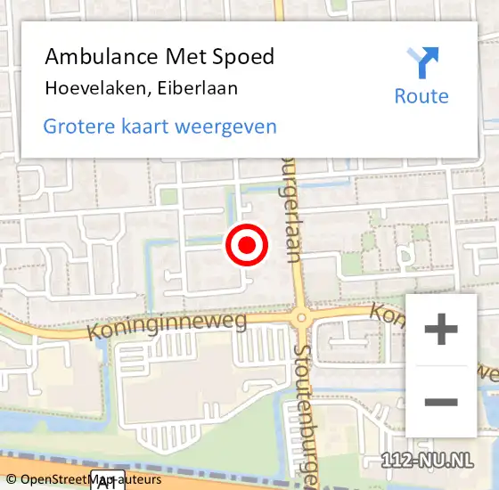 Locatie op kaart van de 112 melding: Ambulance Met Spoed Naar Hoevelaken, Eiberlaan op 15 december 2021 10:25