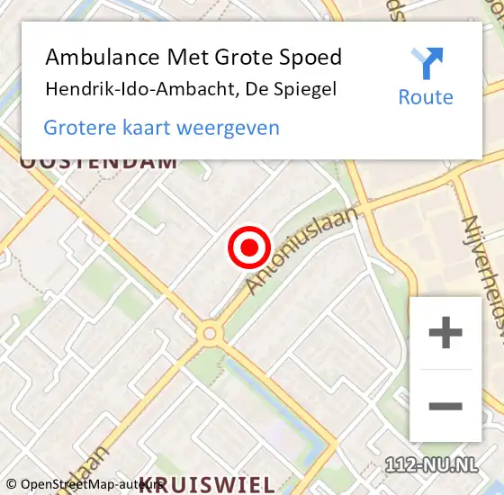 Locatie op kaart van de 112 melding: Ambulance Met Grote Spoed Naar Hendrik-Ido-Ambacht, De Spiegel op 15 december 2021 10:31