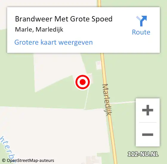 Locatie op kaart van de 112 melding: Brandweer Met Grote Spoed Naar Marle, Marledijk op 15 december 2021 11:01