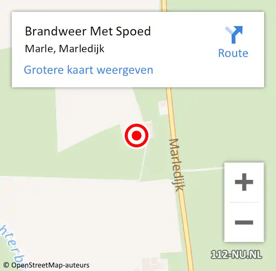 Locatie op kaart van de 112 melding: Brandweer Met Spoed Naar Marle, Marledijk op 15 december 2021 11:13