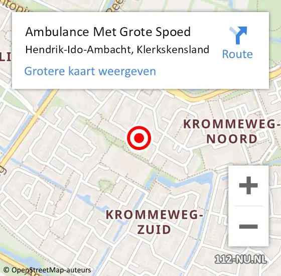 Locatie op kaart van de 112 melding: Ambulance Met Grote Spoed Naar Hendrik-Ido-Ambacht, Klerkskensland op 15 december 2021 11:31