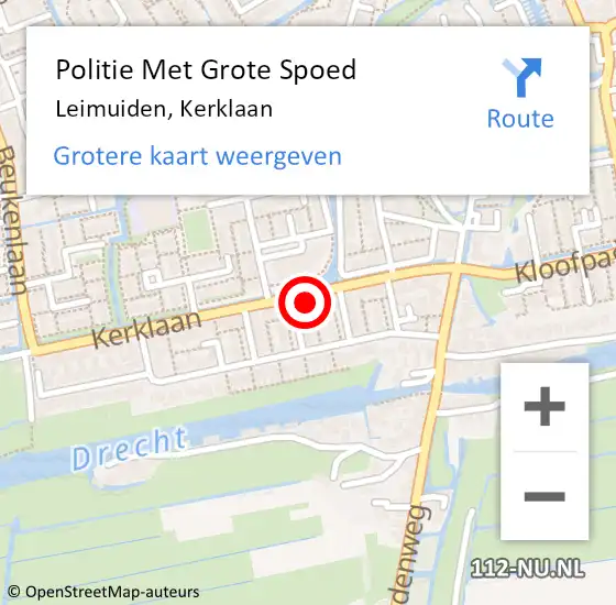 Locatie op kaart van de 112 melding: Politie Met Grote Spoed Naar Leimuiden, Kerklaan op 15 december 2021 11:41