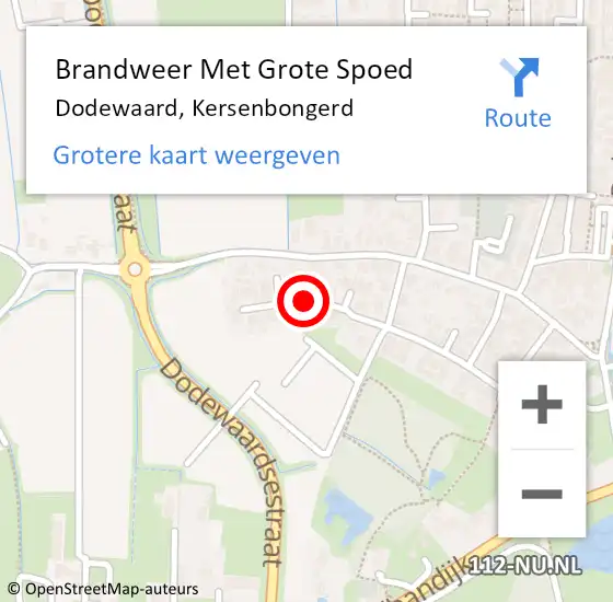 Locatie op kaart van de 112 melding: Brandweer Met Grote Spoed Naar Dodewaard, Kersenbongerd op 15 december 2021 11:58