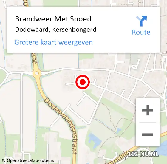 Locatie op kaart van de 112 melding: Brandweer Met Spoed Naar Dodewaard, Kersenbongerd op 15 december 2021 12:32