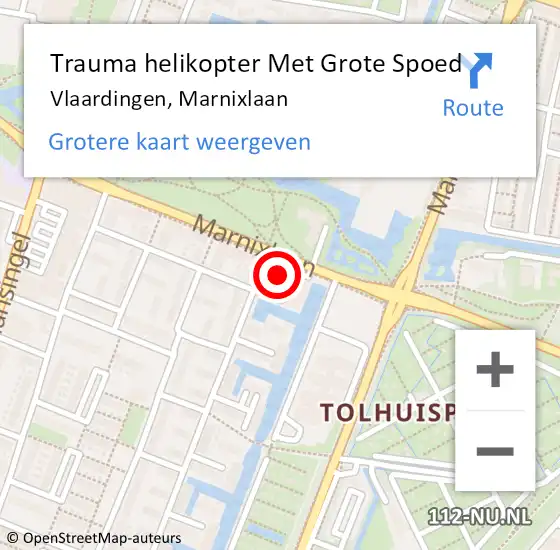 Locatie op kaart van de 112 melding: Trauma helikopter Met Grote Spoed Naar Vlaardingen, Marnixlaan op 15 december 2021 12:59