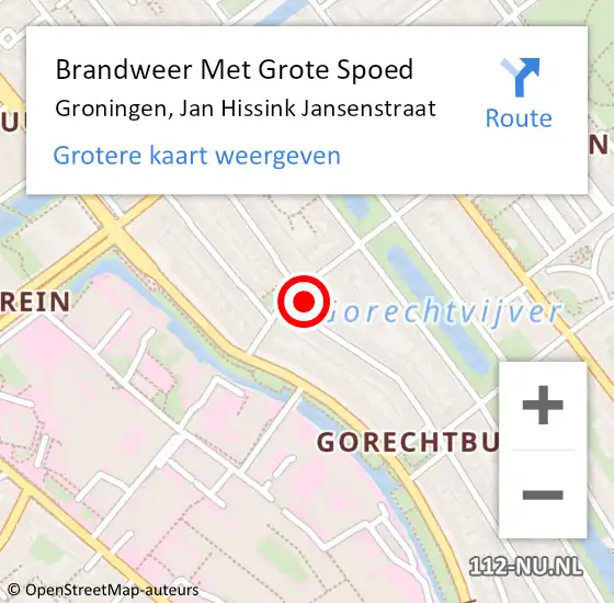 Locatie op kaart van de 112 melding: Brandweer Met Grote Spoed Naar Groningen, Jan Hissink Jansenstraat op 15 december 2021 12:59