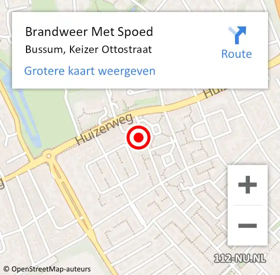 Locatie op kaart van de 112 melding: Brandweer Met Spoed Naar Bussum, Keizer Ottostraat op 15 december 2021 13:49