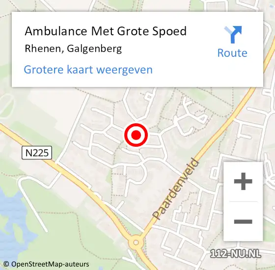 Locatie op kaart van de 112 melding: Ambulance Met Grote Spoed Naar Rhenen, Galgenberg op 15 december 2021 13:50