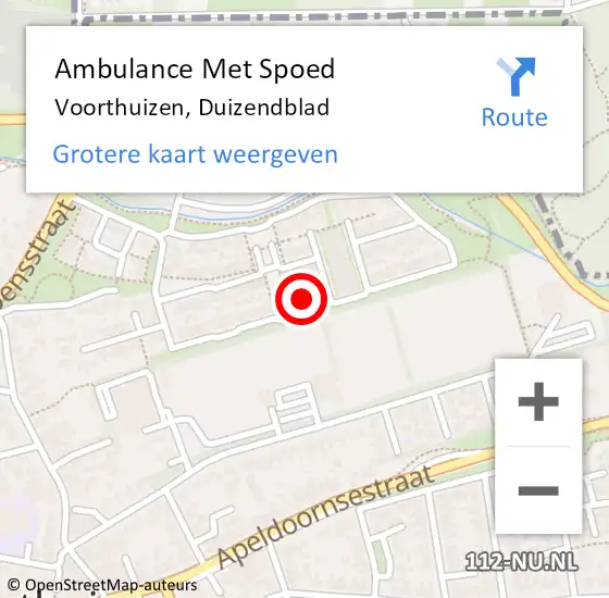 Locatie op kaart van de 112 melding: Ambulance Met Spoed Naar Voorthuizen, Duizendblad op 15 december 2021 14:03