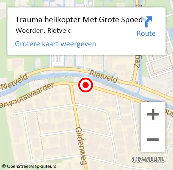 Locatie op kaart van de 112 melding: Trauma helikopter Met Grote Spoed Naar Woerden, Rietveld op 15 december 2021 14:11